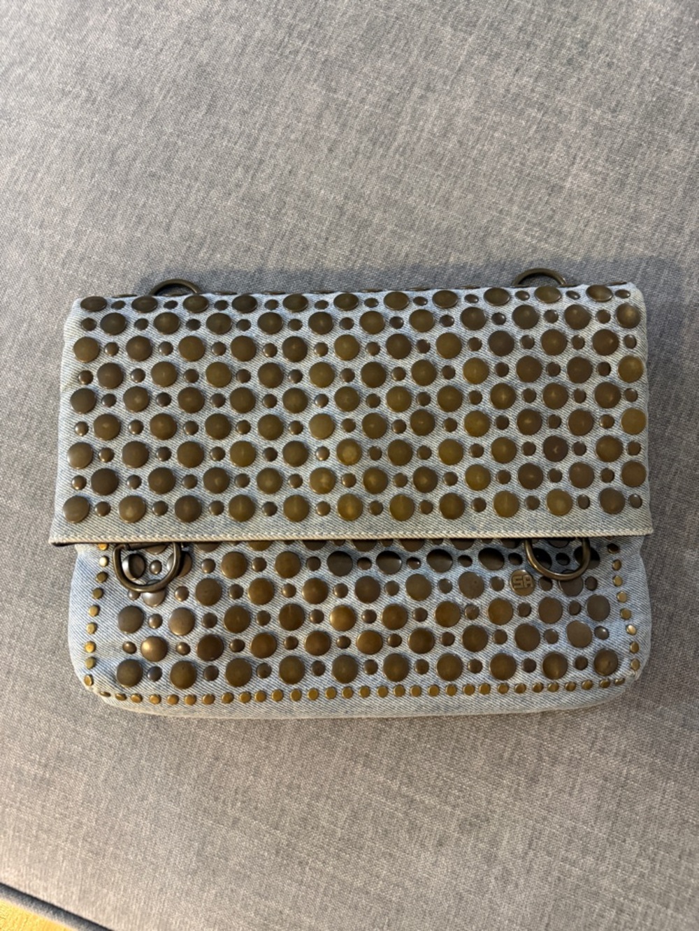 Sonia Rykiel Denim Studded Domino Bag